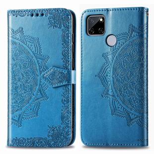 For OPPO Realme C12 Mandala Flower Embossed Horizontal Flip Leather Case with Bracket / Card Slot / Wallet / Lanyard(Blue)