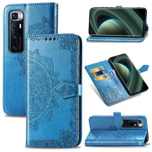 For Xiaomi Mi 10 Ultra Mandala Flower Embossed Horizontal Flip Leather Case with Bracket / Card Slot / Wallet / Lanyard(Blue)