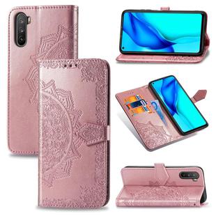 For Huawei Mate 40 Lite/Maimang 9 Mandala Flower Embossed Horizontal Flip Leather Case with Bracket / Card Slot / Wallet / Lanyard(Rose Gold)