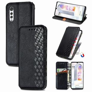 For LG Velvet 5G Cubic Grid Pressed Horizontal Flip Magnetic PU Leather Case with Holder & Card Slots & Wallet(Black)