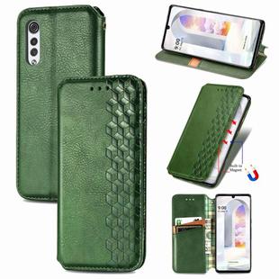For LG Velvet 5G Cubic Grid Pressed Horizontal Flip Magnetic PU Leather Case with Holder & Card Slots & Wallet(Green)