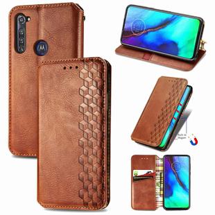 For Motorola Moto G Pro Cubic Grid Pressed Horizontal Flip Magnetic PU Leather Case with Holder & Card Slots & Wallet(Brown)