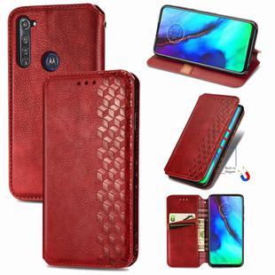 For Motorola Moto G Pro Cubic Grid Pressed Horizontal Flip Magnetic PU Leather Case with Holder & Card Slots & Wallet(Red)
