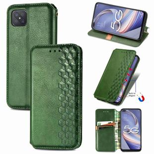 For OPPO A92S Cubic Grid Pressed Horizontal Flip Magnetic PU Leather Case with Holder & Card Slots & Wallet(Green)