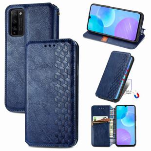 For Huawei Honor 30 Lite Cubic Grid Pressed Horizontal Flip Magnetic PU Leather Case with Holder & Card Slots & Wallet(Blue)