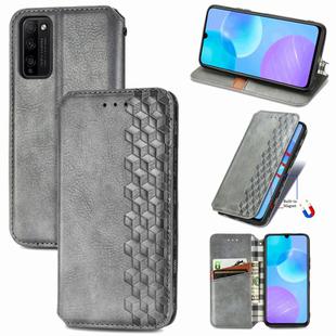 For Huawei Honor 30 Lite Cubic Grid Pressed Horizontal Flip Magnetic PU Leather Case with Holder & Card Slots & Wallet(Grey)