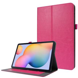 For Samsung Galaxy Tab S8 / Galaxy Tab S7 T870 2-Folding Business Horizontal Flip PU Leather Case with Card Slots & Holder(Rose Red)