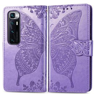 For Xiaomi Mi 10 Ultra Butterfly Love Flower Embossed Horizontal Flip Leather Case with Holder & Card Slots & Wallet & Lanyard(Light Purple)