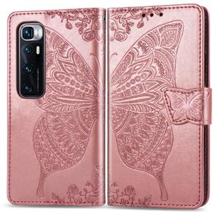 For Xiaomi Mi 10 Ultra Butterfly Love Flower Embossed Horizontal Flip Leather Case with Holder & Card Slots & Wallet & Lanyard(Rose Gold)