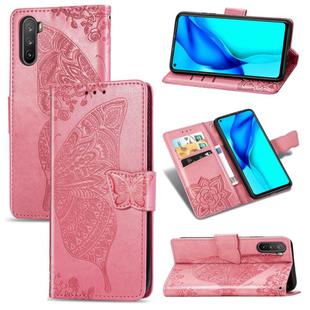 For Huawei Mate 40 Lite / Maimang 9 Butterfly Love Flower Embossed Horizontal Flip Leather Case with Holder & Card Slots & Wallet & Lanyard(Pink)