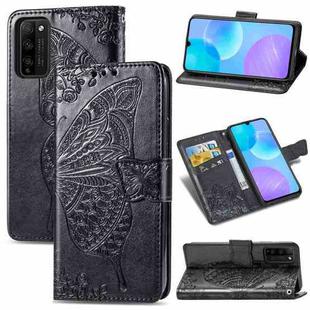 For Huawei Honor 30 Lite Butterfly Love Flower Embossed Horizontal Flip Leather Case with Holder & Card Slots & Wallet & Lanyard(Black)