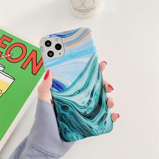 For iPhone 12 / 12 Pro Ocean Wave Coral TPU Smooth Marbled IMD Mobile Phone Case(Green SD1)