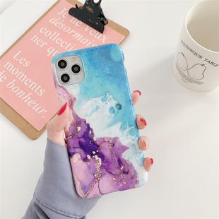 For iPhone 12 / 12 Pro Ocean Wave Coral TPU Smooth Marbled IMD Mobile Phone Case(Purple SD5)