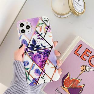 For iPhone 12 mini Plating Geometric Flower Series IMD TPU Mobile Phone Case(Purple PH3)