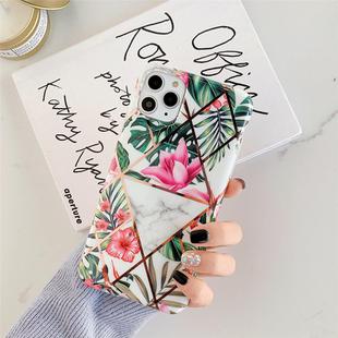 For iPhone 12 / 12 Pro Plating Geometric Flower Series IMD TPU Mobile Phone Case(Pink PH4)