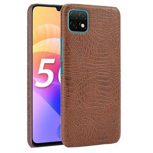 For Huawei Enjoy 20 Shockproof Crocodile Texture PC + PU Case(Brown)
