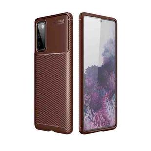 For Samsung Galaxy S20 Fan-Edition Carbon Fiber Texture Shockproof TPU Case(Brown)