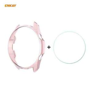 For Samsung Galaxy Watch 3 41mm ENKAY Hat-Prince ENK-AC8206 2 in 1 Protective Matte PC Case + 0.2mm 9H 2.15D Curved Edge Tempered Glass Film(Pink)