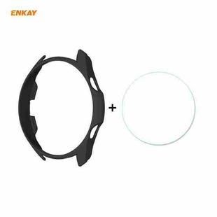 For Samsung Galaxy Watch 3 41mm ENKAY Hat-Prince ENK-AC8206 2 in 1 Protective Matte PC Case + 0.2mm 9H 2.15D Curved Edge Tempered Glass Film(Black)
