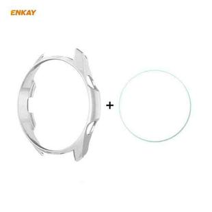 For Samsung Galaxy Watch 3 41mm ENKAY Hat-Prince ENK-AC8206 2 in 1 Protective Matte PC Case + 0.2mm 9H 2.15D Curved Edge Tempered Glass Film(Silver)