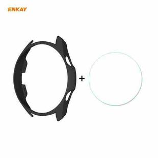 For Samsung Galaxy Watch 3 45mm ENKAY Hat-Prince ENK-AC8207 2 in 1 Protective Matte PC Case + 0.2mm 9H 2.15D Curved Edge Tempered Glass Film(Black)