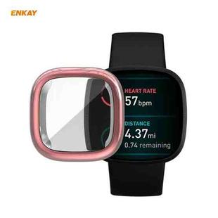 For Fitbit Versa 3 / Fitbit Sense ENKAY Hat-Prince ENK-AC8208 Full Coverage Electroplate TPU Soft Case(Pink)