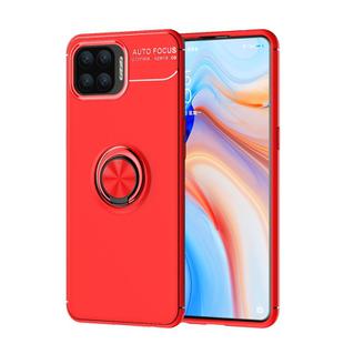 For OPPO F17 Pro Metal Ring Holder 360 Degree Rotating TPU Case(Red+Red)