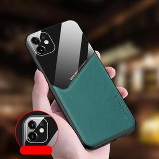 For iPhone 12 mini All-inclusive Leather + Organic Glass Phone Case with Metal Iron Sheet(Green)