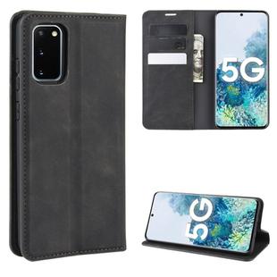 For Samsung Galaxy S20 FE 4G / 5G Retro-skin Business Magnetic Suction Leather Case with Holder & Card Slots & Wallet(Black)