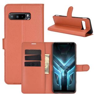 For Asus ROG Phone 3 ZS661KS Litchi Texture Horizontal Flip Protective Case with Holder & Card Slots & Wallet(Brown)