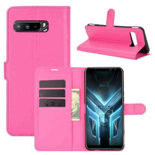 For Asus ROG Phone 3 ZS661KS Litchi Texture Horizontal Flip Protective Case with Holder & Card Slots & Wallet(Rose red)