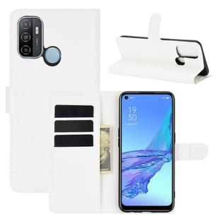 For OPPO A53 2020/OPPO A32 2020 Litchi Texture Horizontal Flip Protective Case with Holder & Card Slots & Wallet(White)