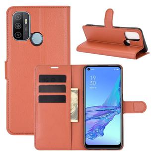 For OPPO A53 2020/OPPO A32 2020 Litchi Texture Horizontal Flip Protective Case with Holder & Card Slots & Wallet(Brown)