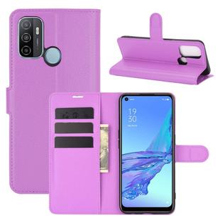 For OPPO A53 2020/OPPO A32 2020 Litchi Texture Horizontal Flip Protective Case with Holder & Card Slots & Wallet(Purple)