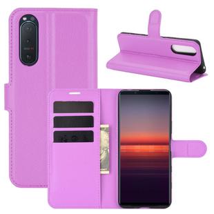 For Sony Xperia 5 II Litchi Texture Horizontal Flip Protective Case with Holder & Card Slots & Wallet(Purple)