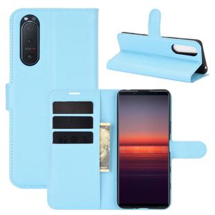 For Sony Xperia 5 II Litchi Texture Horizontal Flip Protective Case with Holder & Card Slots & Wallet(Blue)