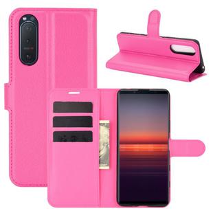 For Sony Xperia 5 II Litchi Texture Horizontal Flip Protective Case with Holder & Card Slots & Wallet(Rose red)