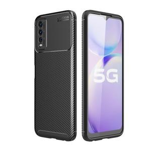 For vivo Y20 Carbon Fiber Texture Shockproof TPU Case(Black)