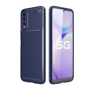 For vivo Y20 Carbon Fiber Texture Shockproof TPU Case(Blue)