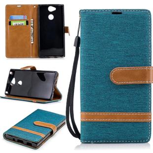 Color Matching Denim Texture Leather Case for Sony Xperia XA2, with Holder & Card Slots & Wallet & Lanyard(Green)