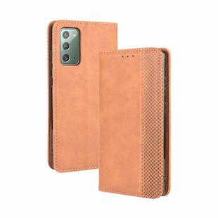 For Samsung Galaxy S20 FE 4G / 5G Magnetic Buckle Retro Crazy Horse Texture Horizontal Flip Leather Case with Holder & Card Slots & Photo Frame(Brown)