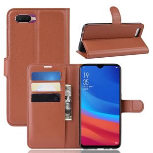 Litchi Texture Wallet Leather Stand Protective Case for OPPO AX5S / A5S(Brown)