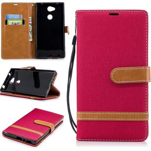 Color Matching Denim Texture Leather Case for Sony Xperia L2, with Holder & Card Slots & Wallet & Lanyard(Red)