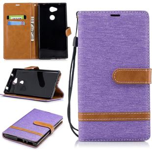 Color Matching Denim Texture Leather Case for Sony Xperia L2, with Holder & Card Slots & Wallet & Lanyard(Purple)