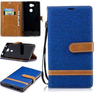 Color Matching Denim Texture Leather Case for Sony Xperia L2, with Holder & Card Slots & Wallet & Lanyard(Royal Blue)