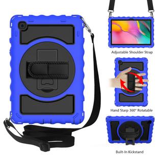 For Samsung Galaxy Tab A7 2020 (T500 / T505) 360 Degree Rotation PC + Silicone Shockproof Combination Case with Holder & Hand Grip Strap & Neck Strap(Blue)