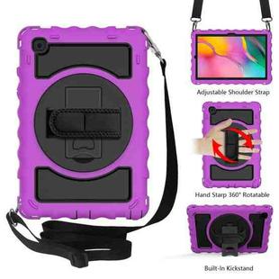 For Samsung Galaxy Tab A7 2020 (T500 / T505) 360 Degree Rotation PC + Silicone Shockproof Combination Case with Holder & Hand Grip Strap & Neck Strap(Purple)