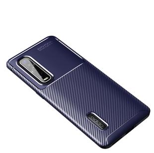 For  OPPO Realme 7 Carbon Fiber Texture Shockproof TPU Case(Blue)