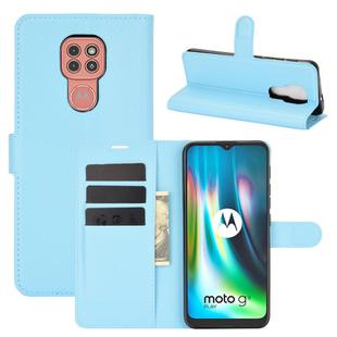 For Motorola Moto G9 / G9 Play Litchi Texture Horizontal Flip Protective Case with Holder & Card Slots & Wallet(Blue)