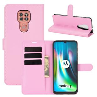 For Motorola Moto G9 / G9 Play Litchi Texture Horizontal Flip Protective Case with Holder & Card Slots & Wallet(Pink)